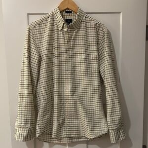J. Crew Cream Oxford Button Down Shirt with Checkered Pattern (Slim)